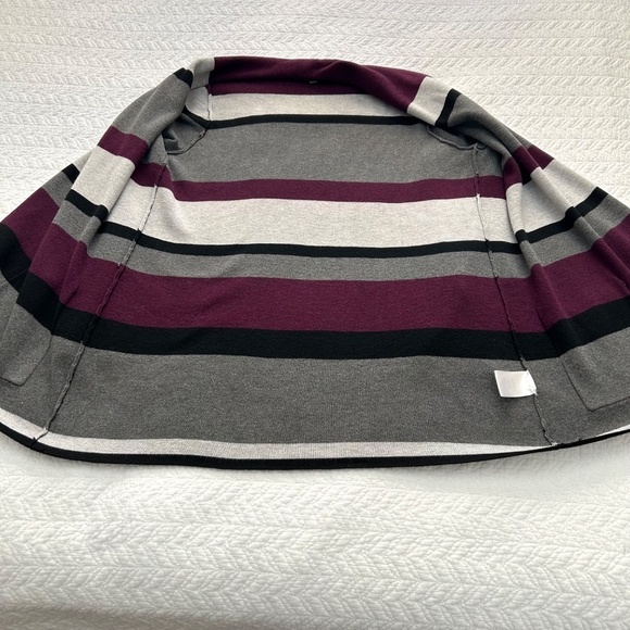 Laura Petites Shawl Collar Open Front Striped Cardigan Purple/Grey Size Med. - Picture 5 of 12